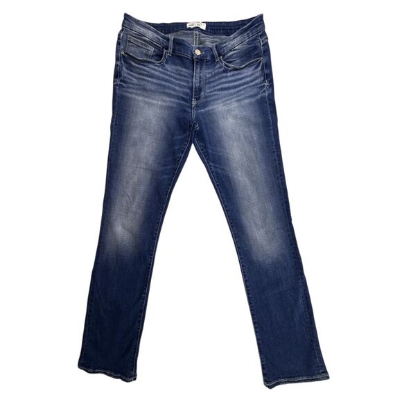 BKE Jeans Blue Payton Universal Fit Mid Rise Straight Whiskered Womens 34X32 - Picture 1 of 11